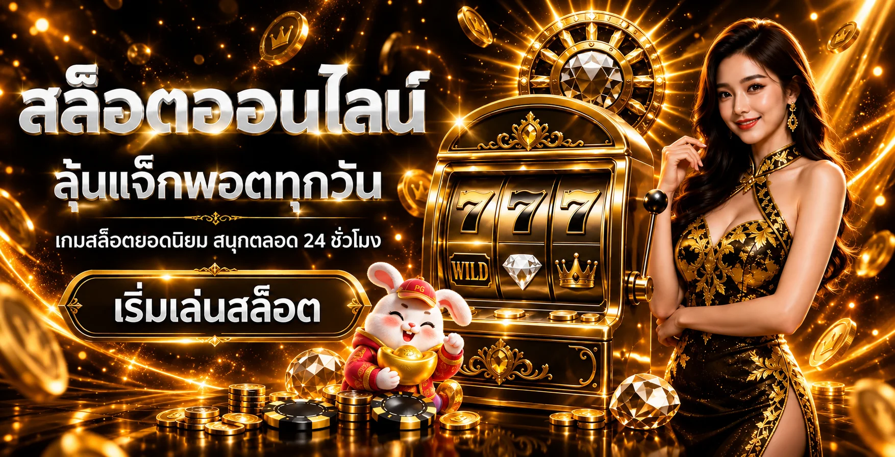 แบนเนอร์ chokdee slot พร้อมตัวละครเกมและตู้สล็อต